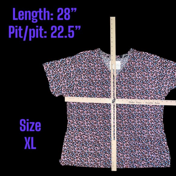 Vera Bradley Women's Pink Floral Print V-Neck Scrub Top XL - Picture 6 of 7